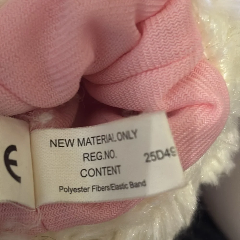 PRE OWNED VINTAGE BESTEVER PINK FAUX FUR GIRL'S POODLE SCARF AND POODLE MITTENS